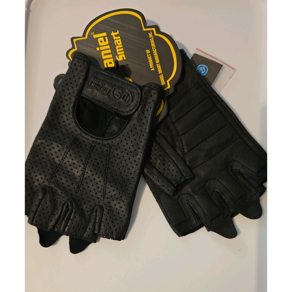 Leather Gloves Fingerless Motorcycle Gloves with Perforated Action M